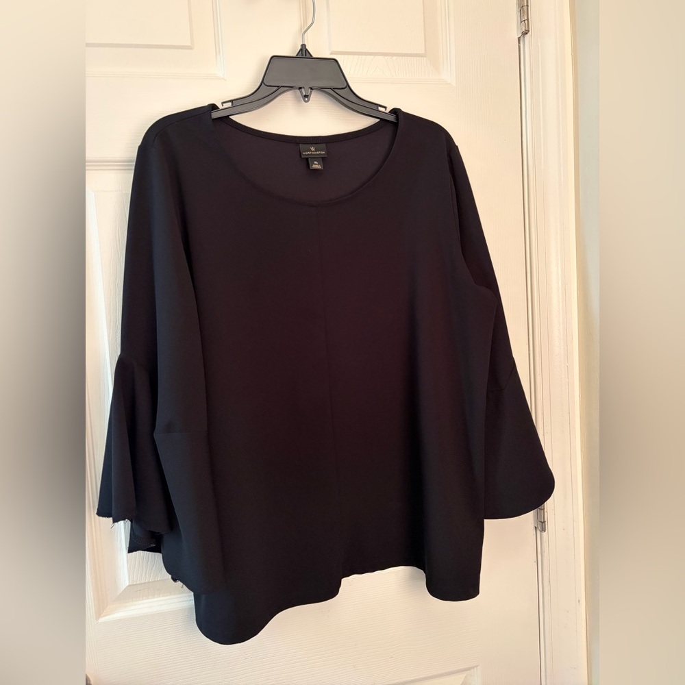 Worthington Women's Black Ruffle Sleeve Blouse XL